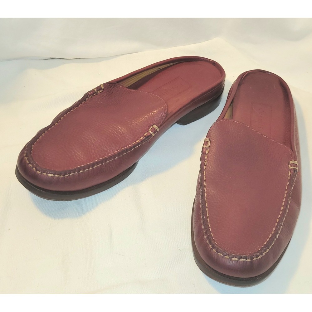 Cole Haan Country Women's 8.5B Slip-On Dark Red Mule Loafer Pebbled Texture